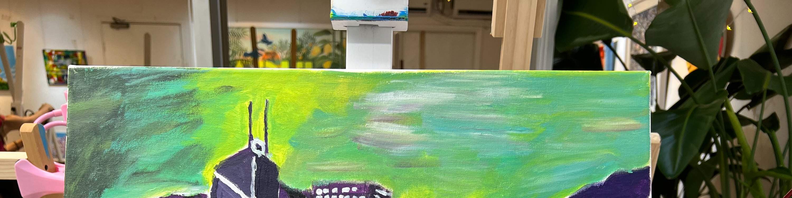 Rica Art Space Hong Kong Skyline painting Pointillism